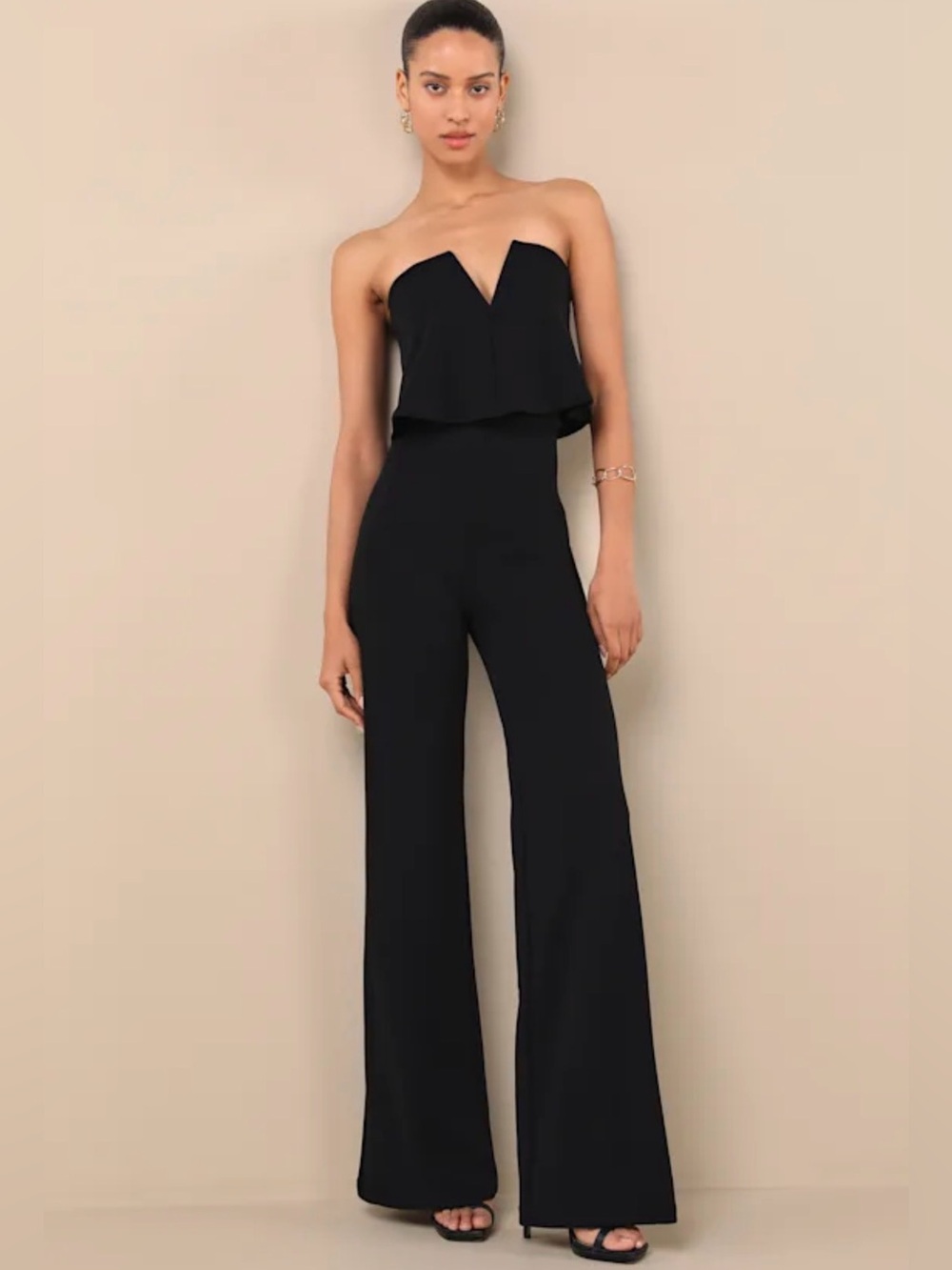 Lulus Power of Love Strapless Jumpsuit in Black